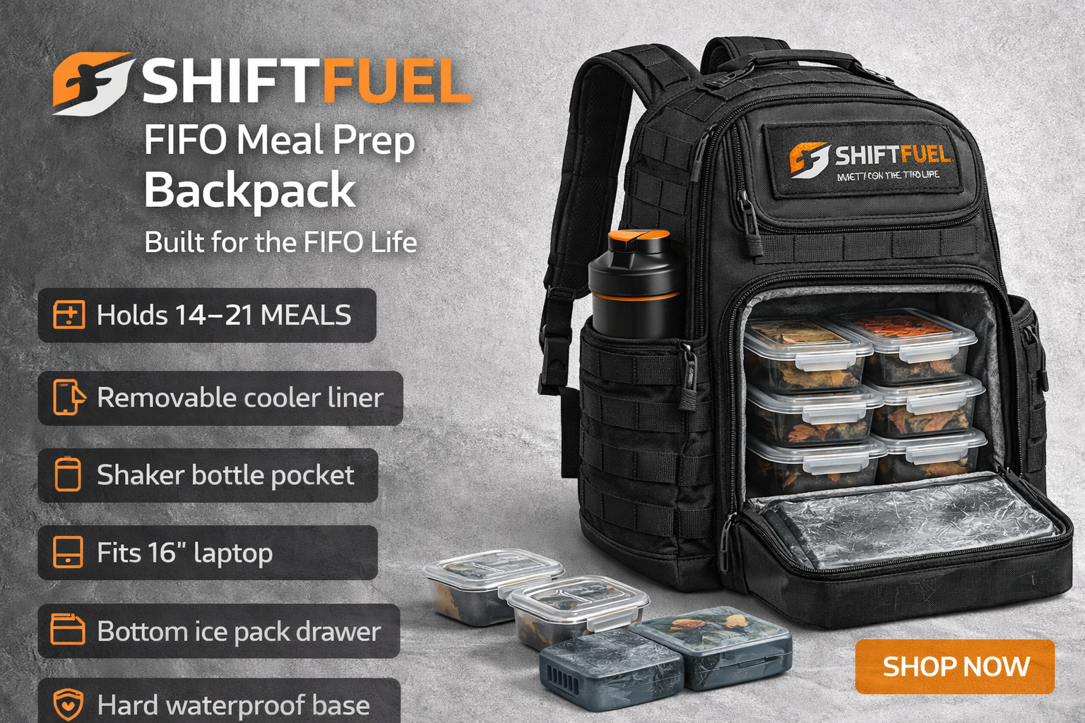 ShiftFuel FIFO Meal Prep Backpack